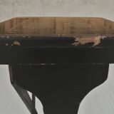 Pair of trundle tables made of black wood - tray with decoration of dragons
