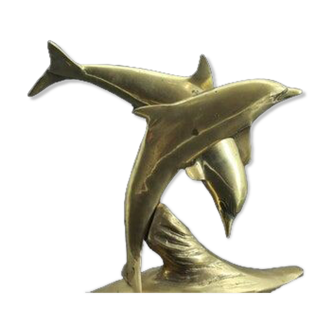 Brass dolphin statue