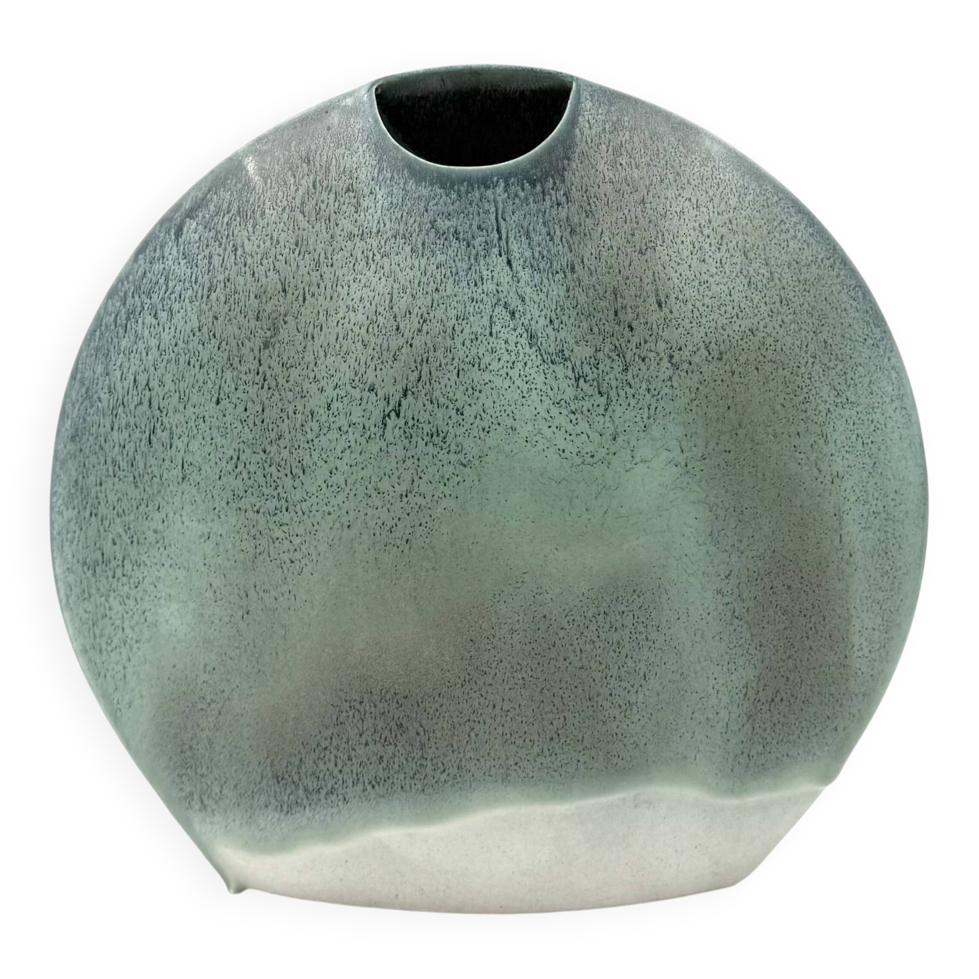 Vase soliflore en céramique bleue, France 1970
