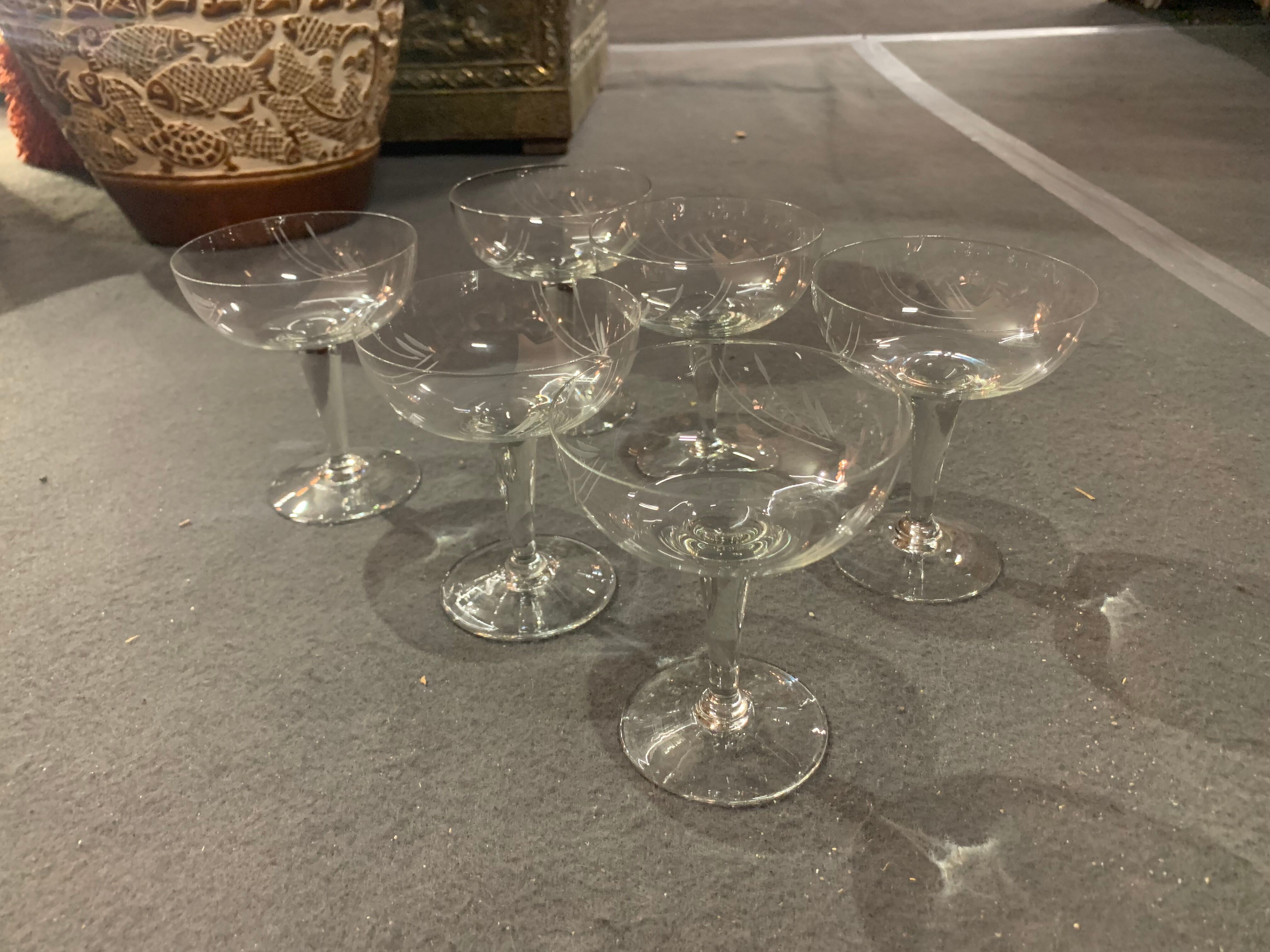 6 crystal champagne glasses