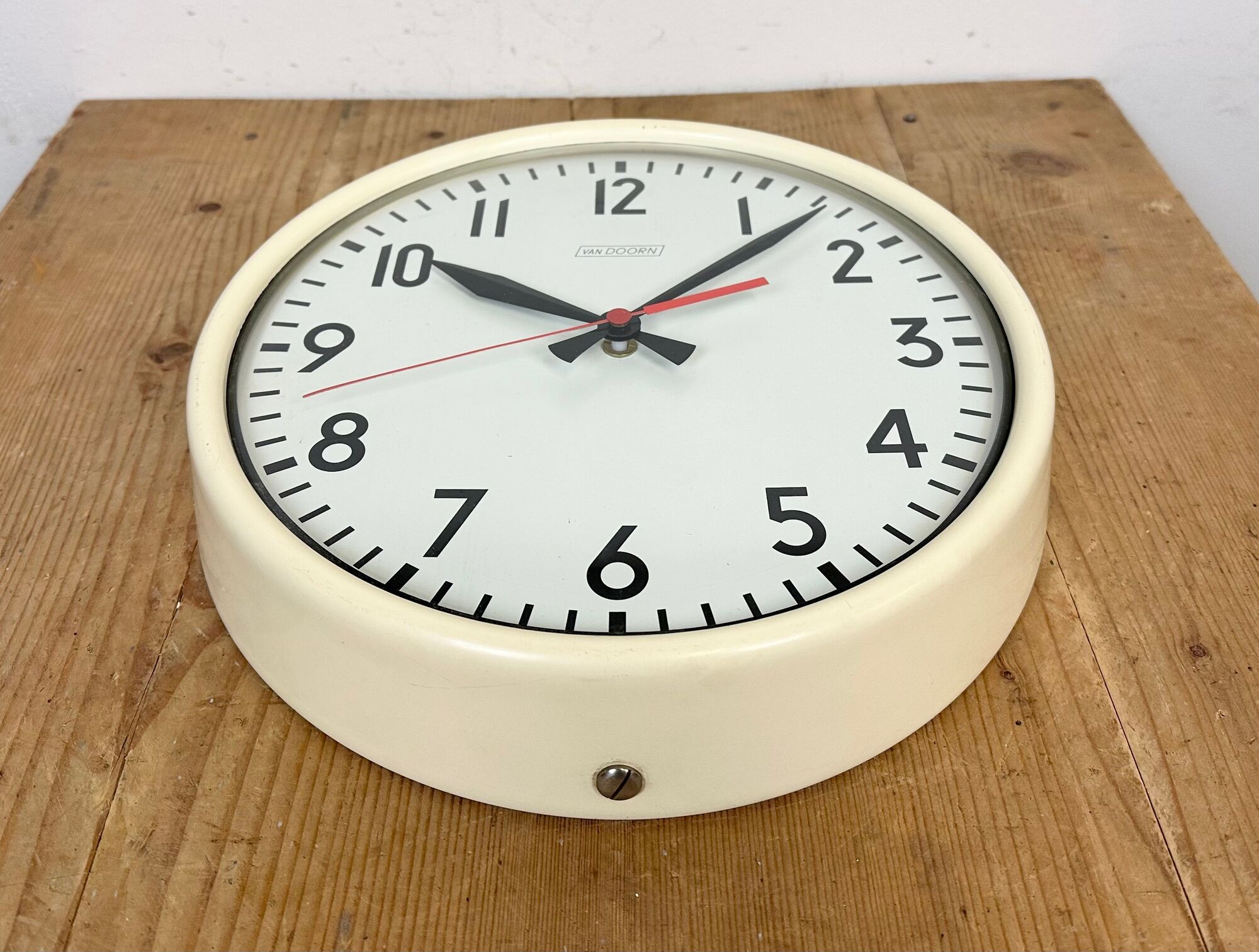 Vintage Beige School Wall Clock from Van Doorn, 1960s