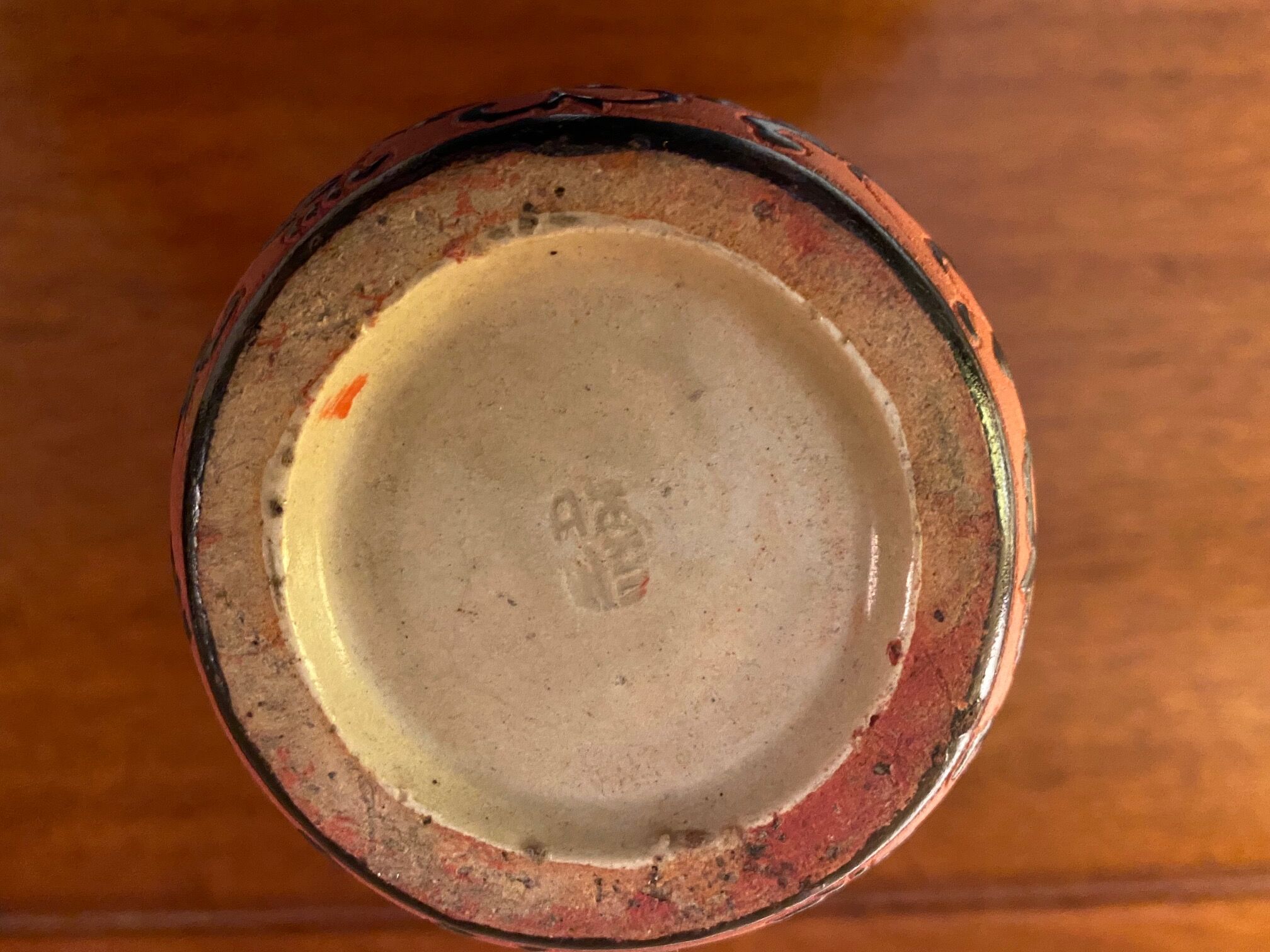 Ceramic vase, red cloisonné