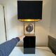 MAISON JANSEN (attr) 'Ammonite' lamp 102cm, gilded brass and black lacquered wood