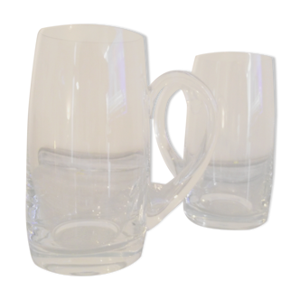 Set de 2 chopes en cristal de bohême