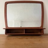 Rare vintage Danish teak mirror with 2 compartments - mid-century mirror