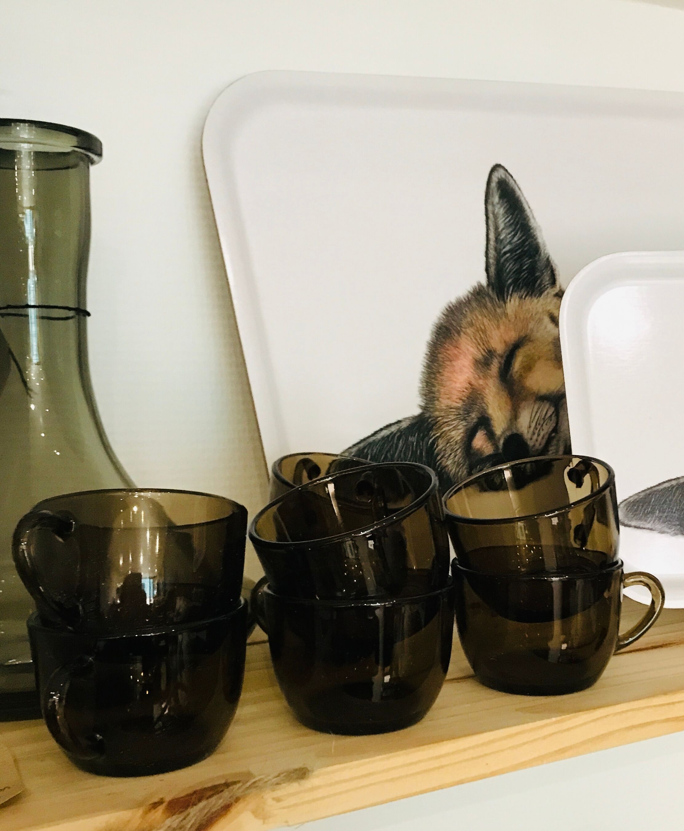 Lot de 8 tasses à café verre fumé