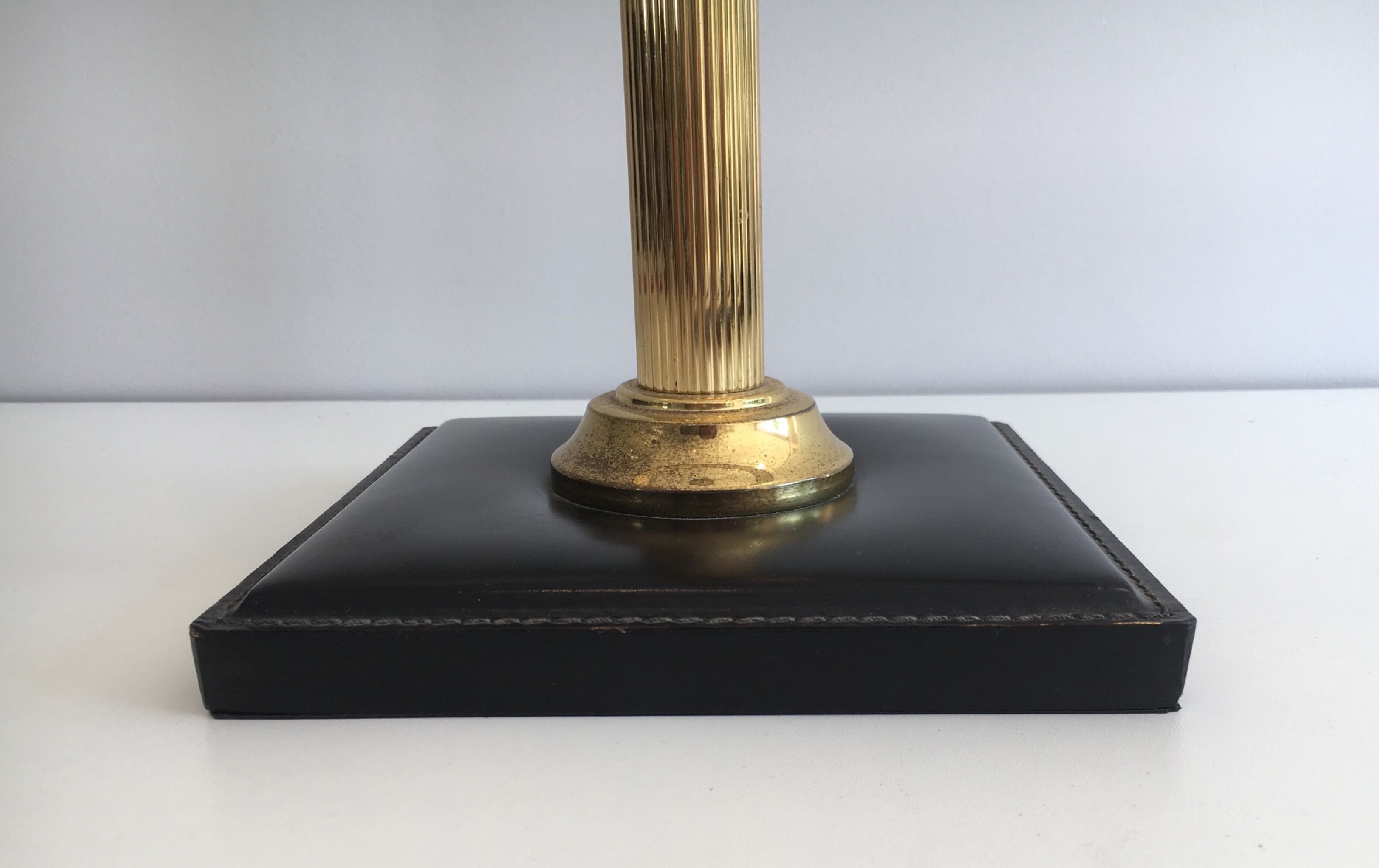 Leather and brass desk lamp