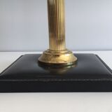Leather and brass desk lamp