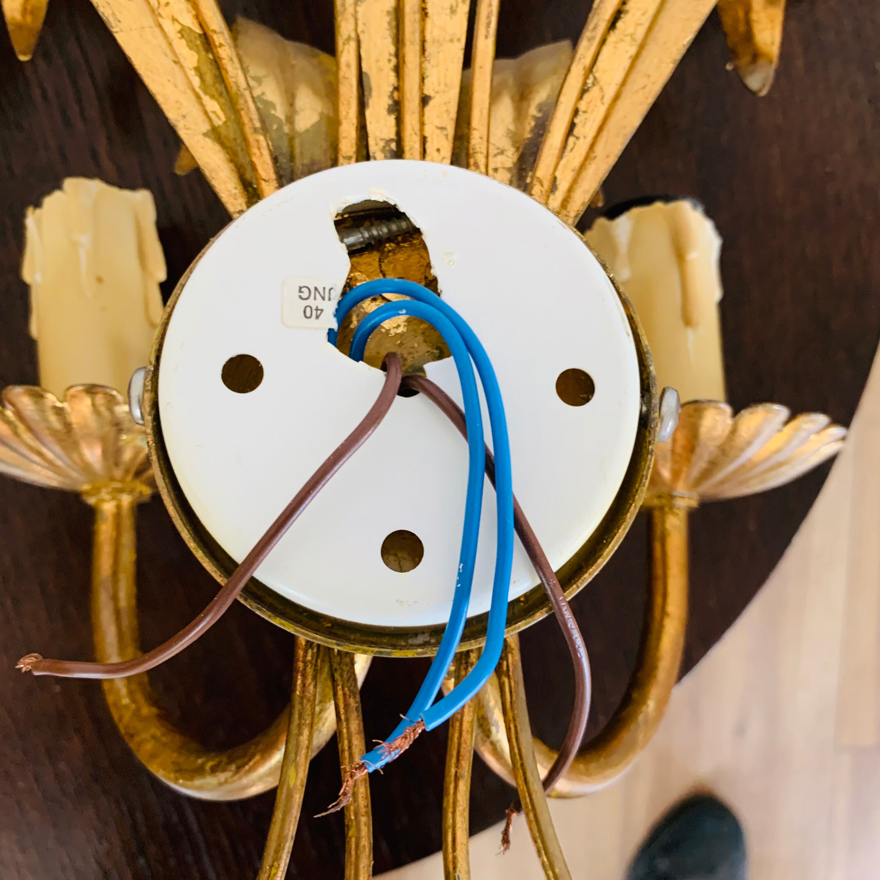 Pair of gilded wall sconces sheaves of wheat