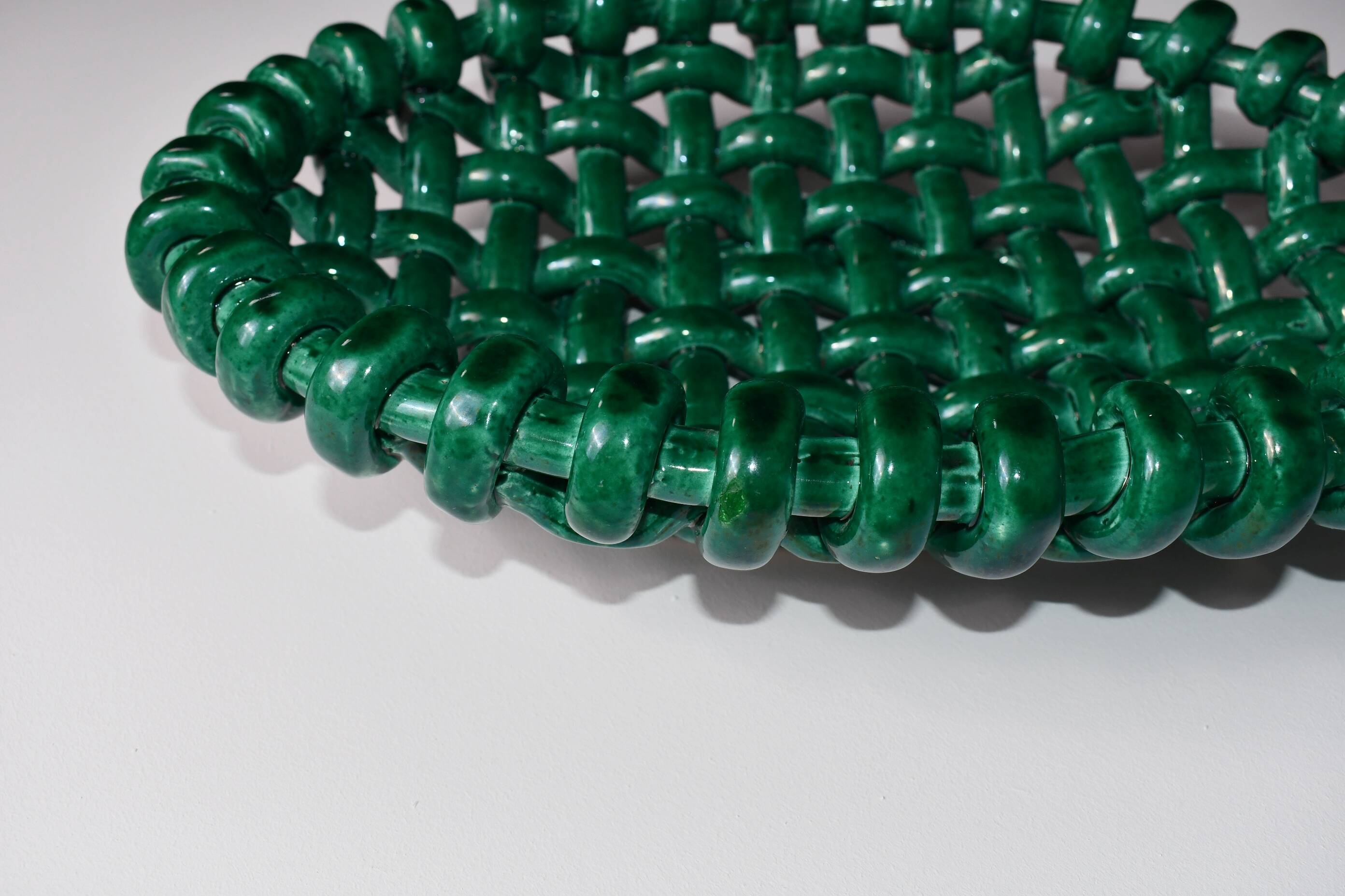 Woven ceramic basket signed Jérome Massier for Vallauris