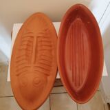 Plat de cuisson en terre cuite forme poisson