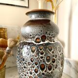 Brown and black glazed ceramic vase