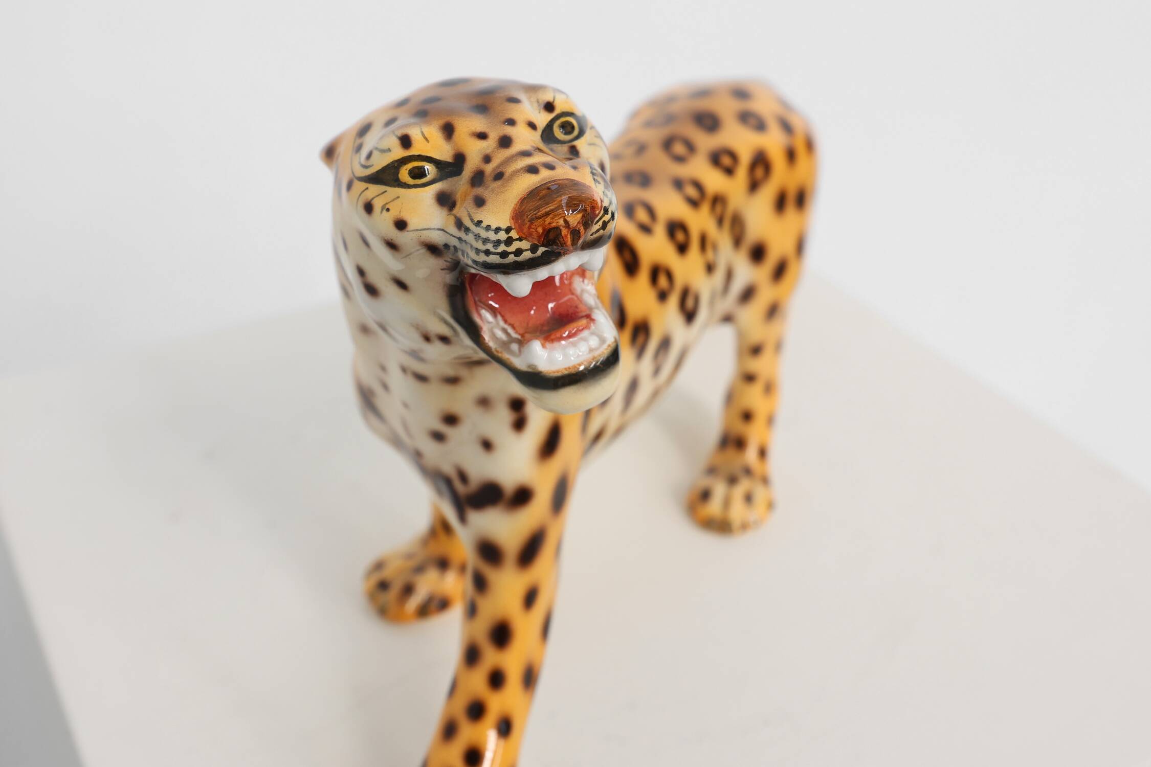 Hand‑Painted Ceramic Leopard Sculpture by Giovanni Rozan, Italy ca. 1950