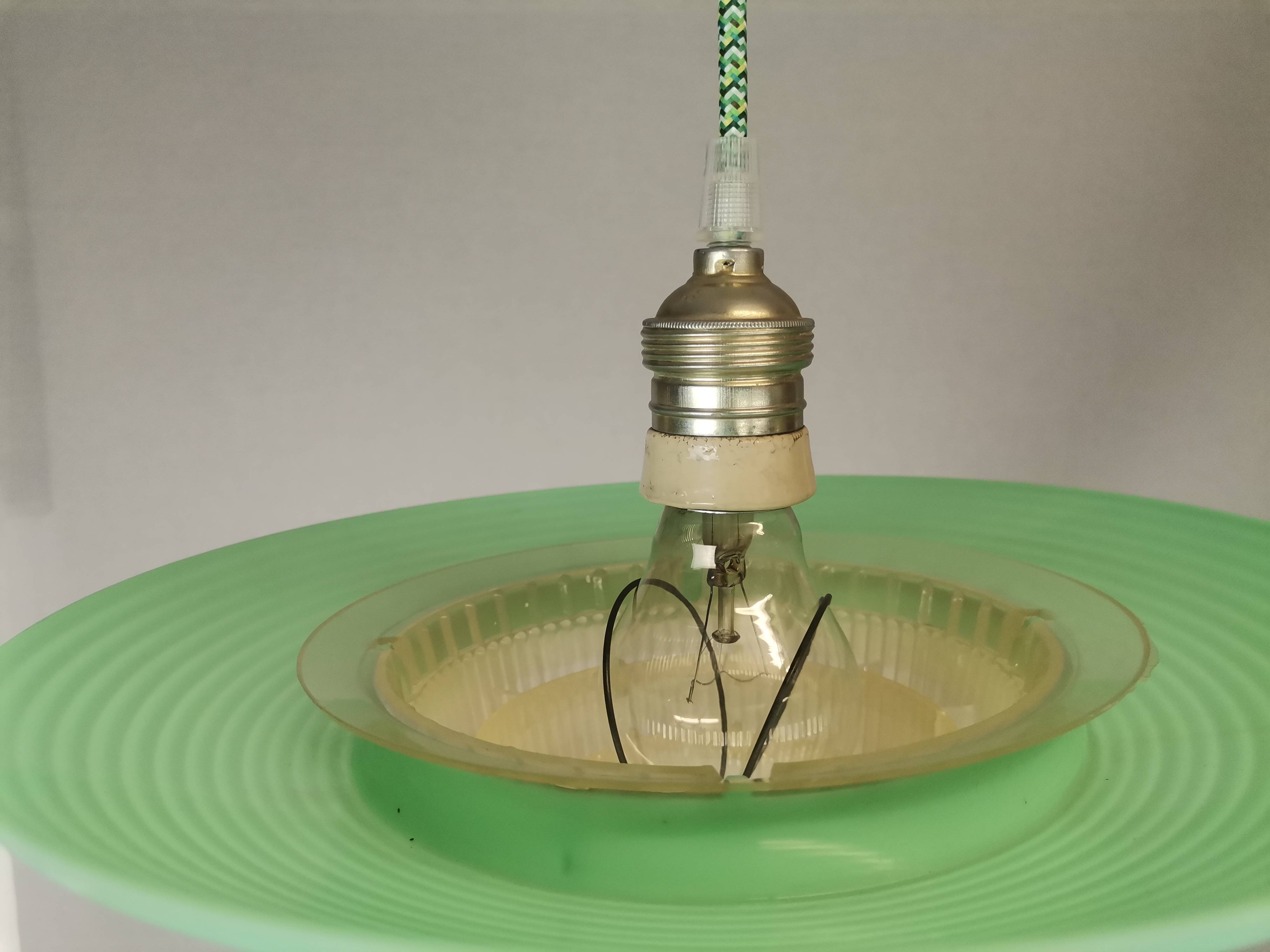 Scandinavian green acrylic clip on hanging lamp 1960s