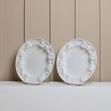 Set of 2 White Ceramic Plates with Sculpted Fruit Relief – Vintage Italy 1980s Mid-Century Decor