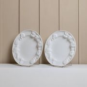Set of 2 White Ceramic Plates with Sculpted Fruit Relief – Vintage Italy 1980s Mid-Century Decor