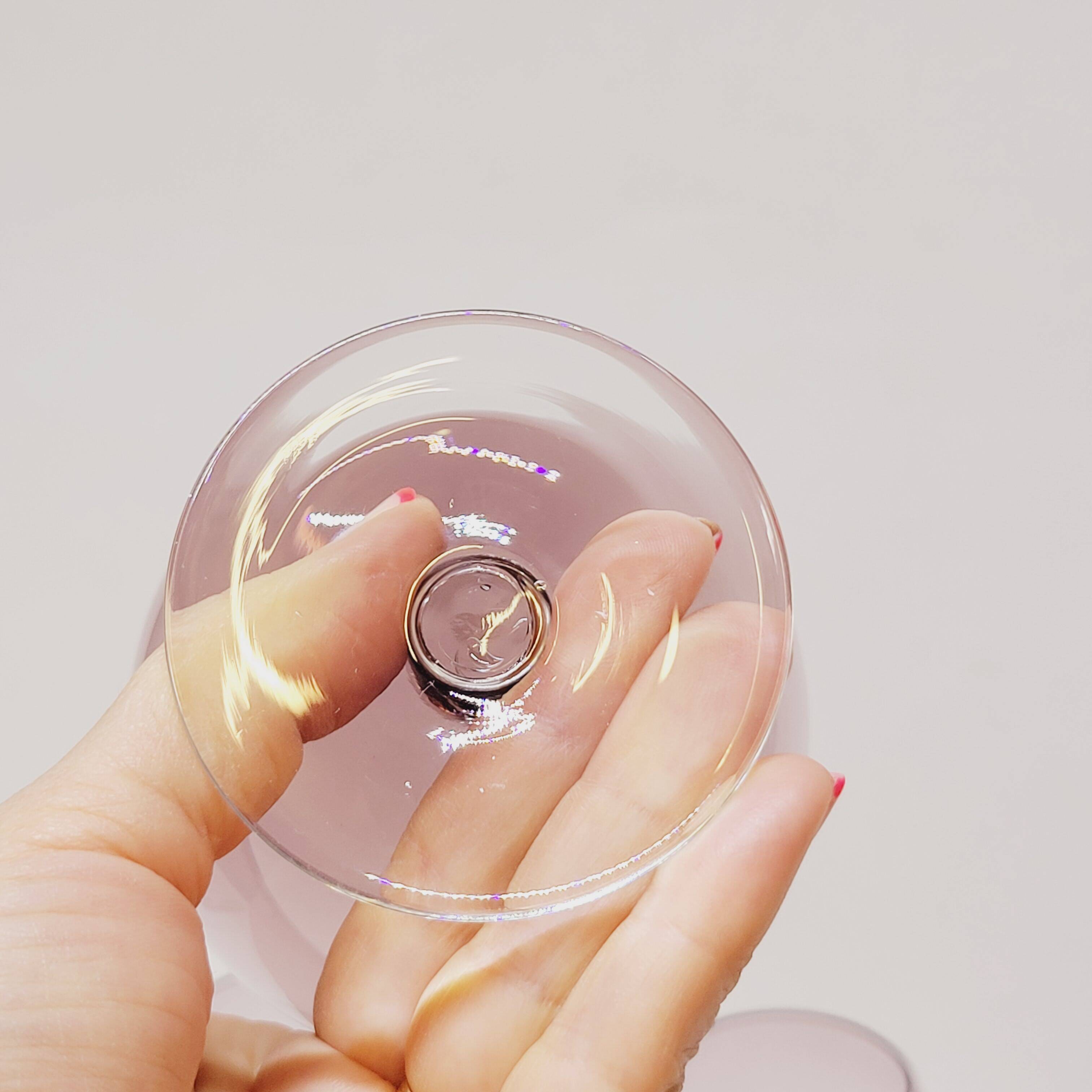 6 Antique Plum-Colored Crystal Cognac Glasses