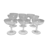 Set of 9 engraved champagne glasses