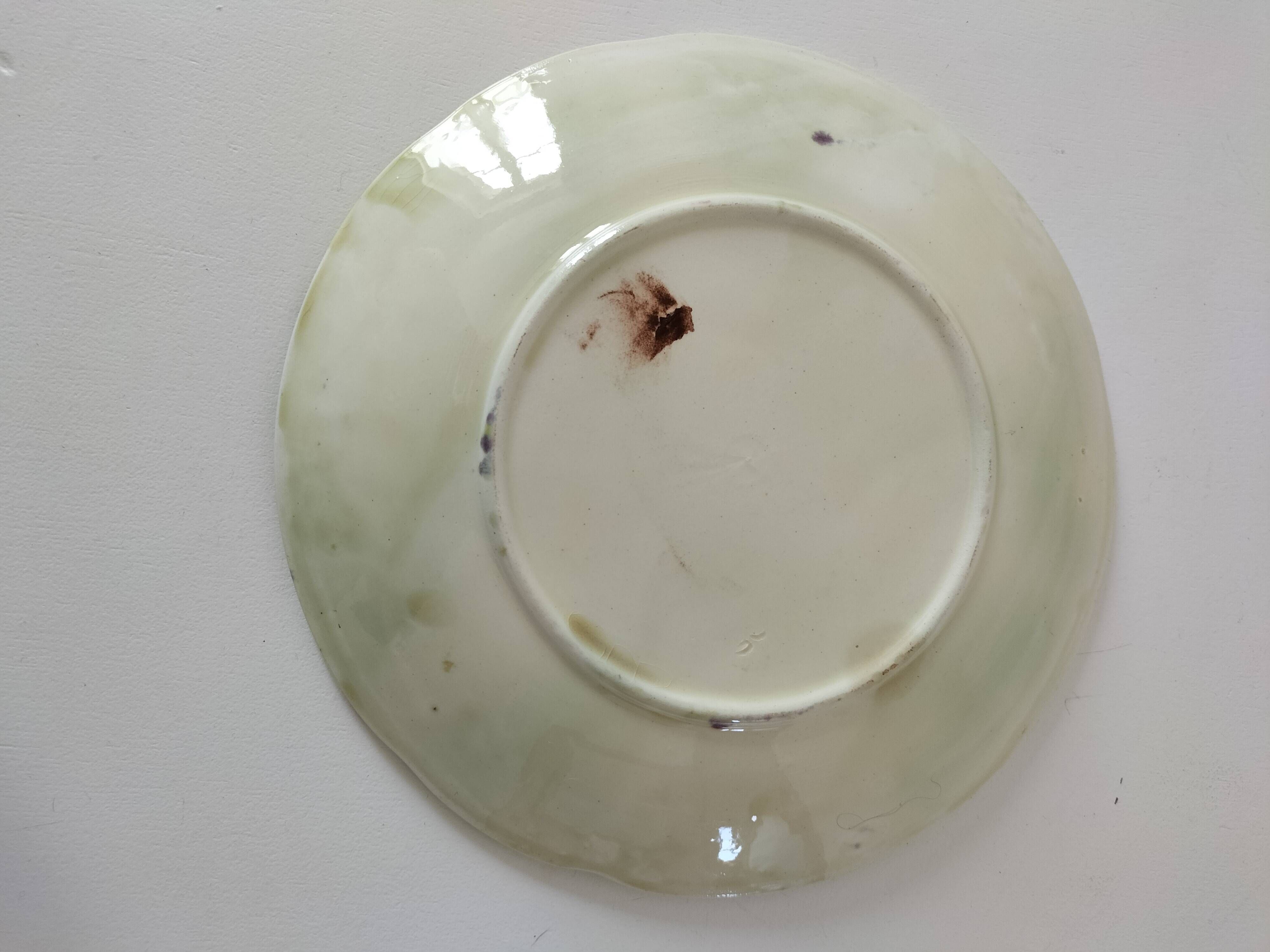 Barbotine plate with strawberries in relief, late 19th and early 20th century