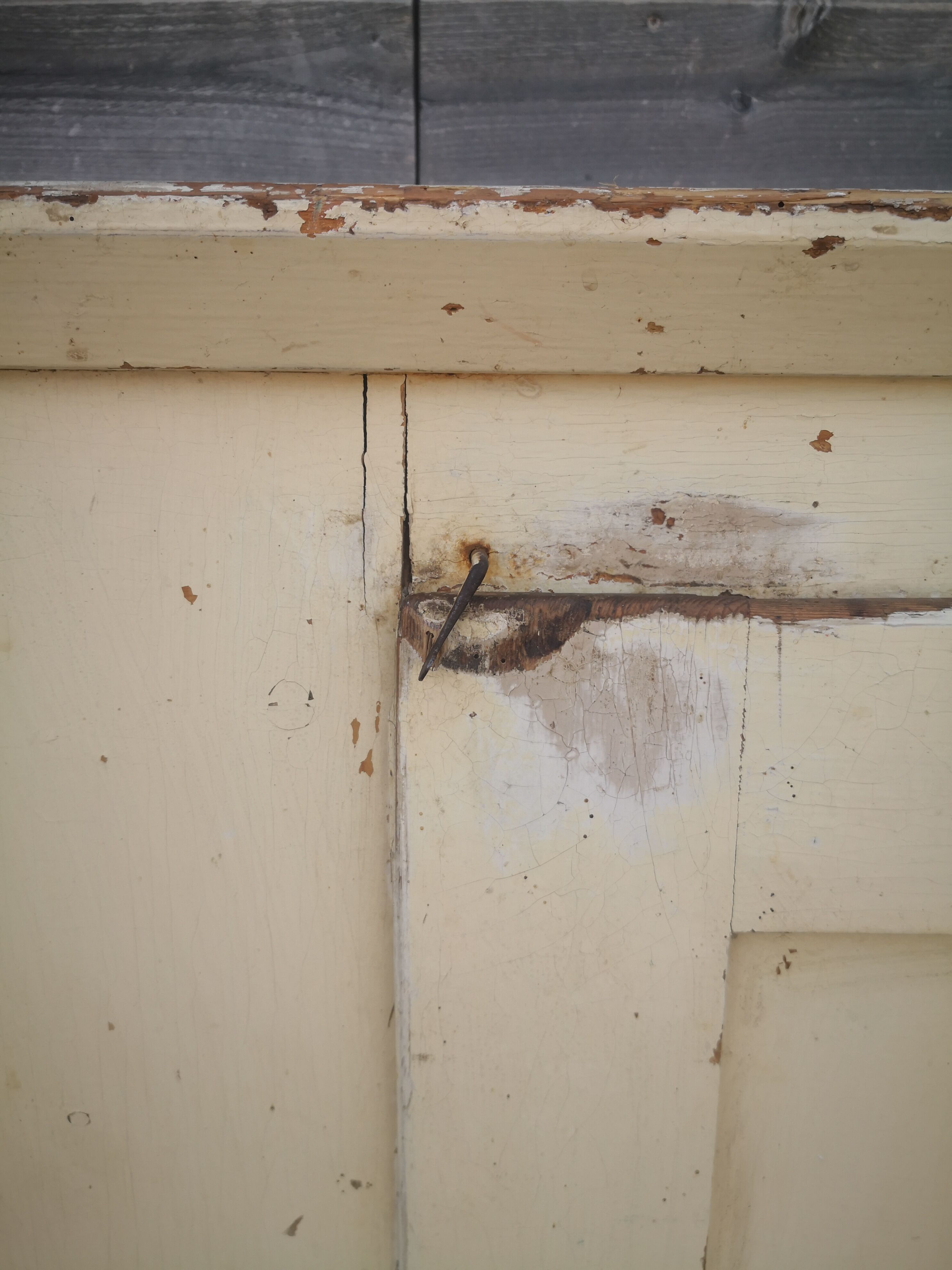Vintage wooden pantry, old kitchen furniture