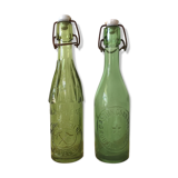 2 bistrot bottles  glass porcelain