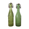 2 bouteilles bistrot verre porcelaine