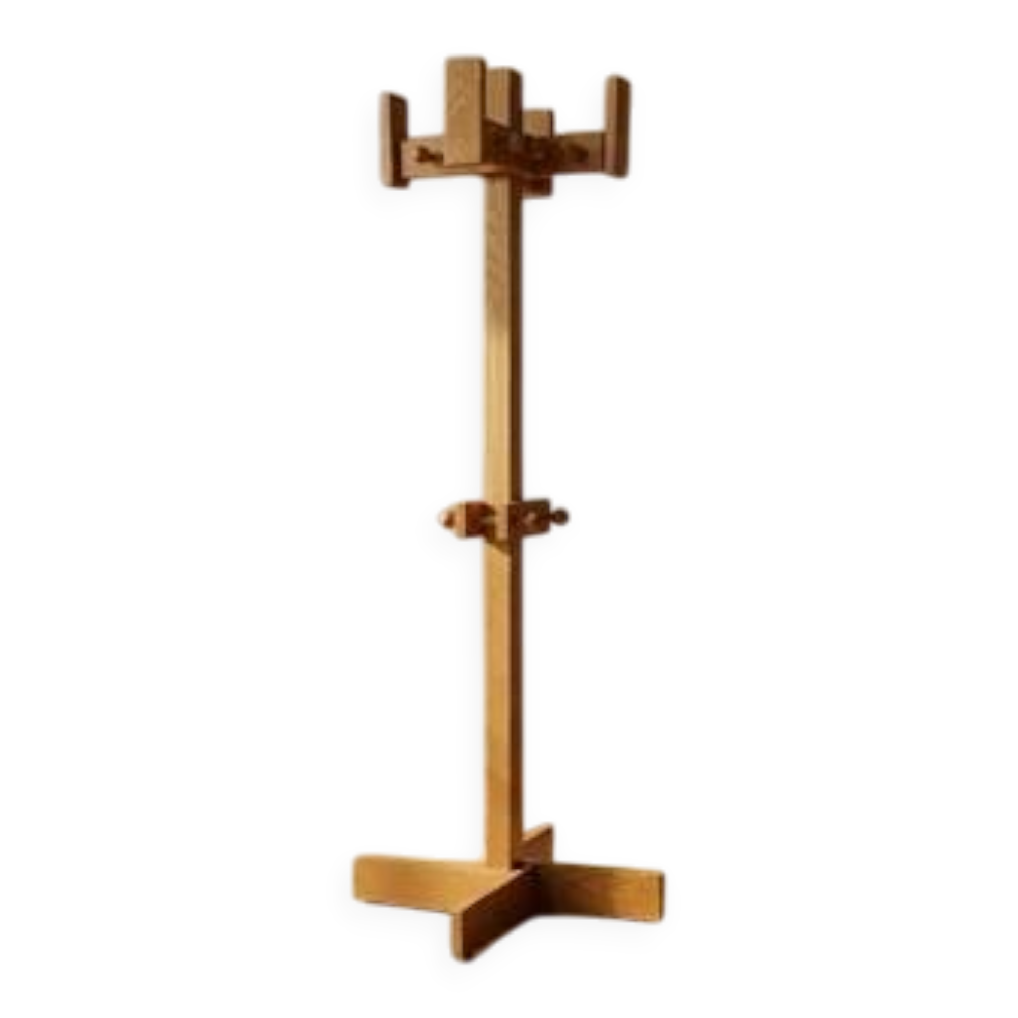 Freestanding mid-century pine coat rack, solid wood, 1970s, Europe