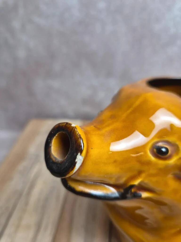 Zoomorphic pitcher Goret Poët-Laval – vintage slipware – pig