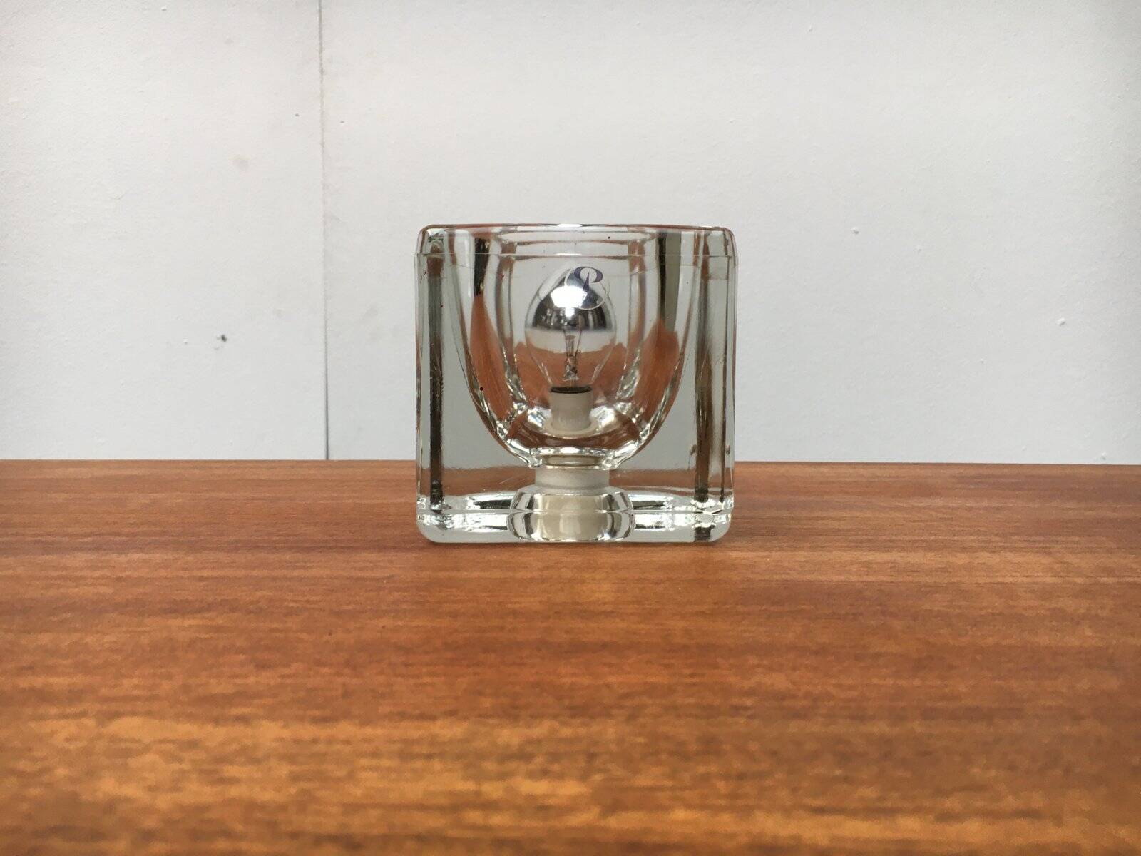Vintage German table lamp in glass TA 14 Cube by Peill & Putzler, 1970s.
