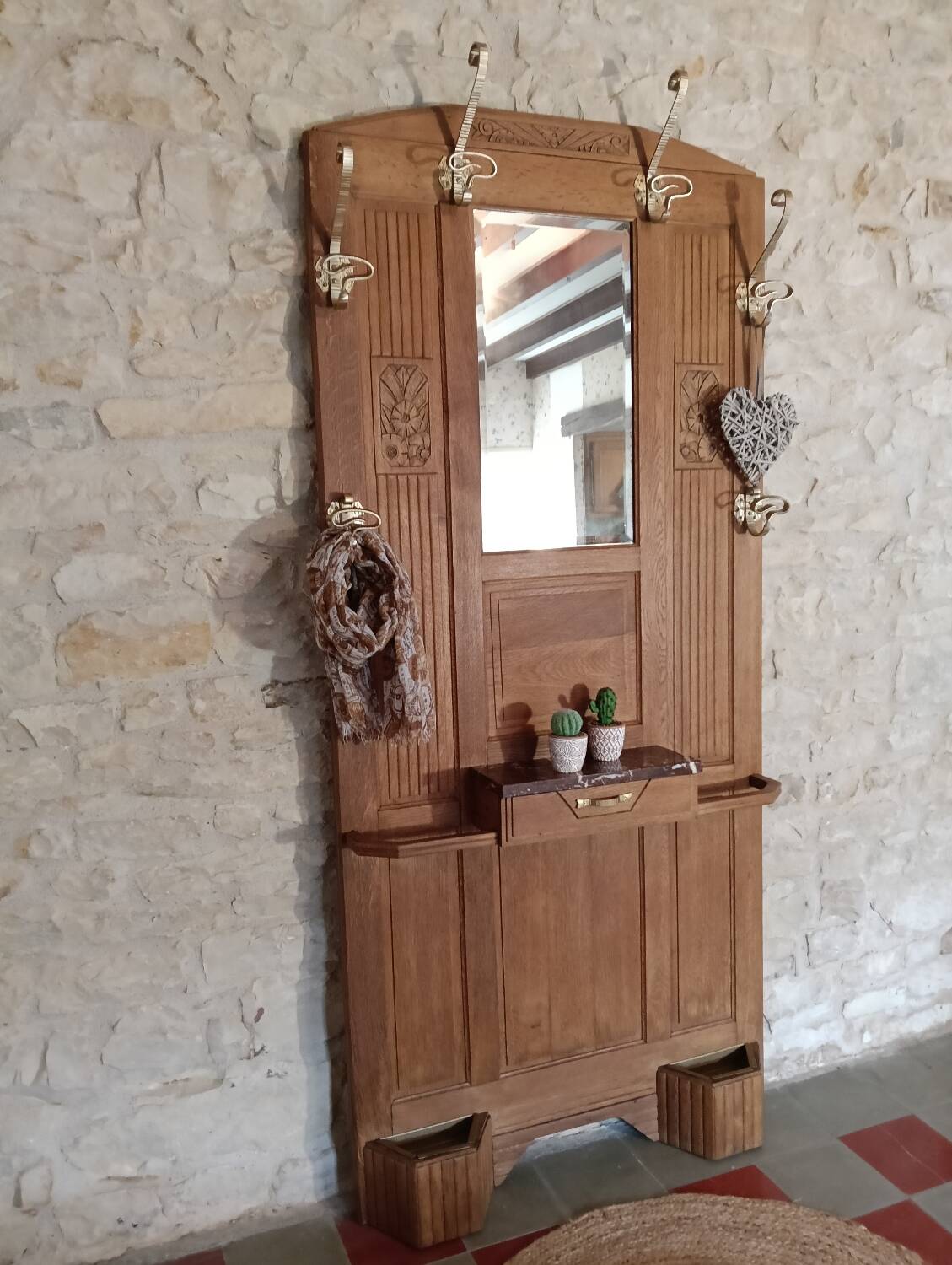 Coat rack solid oak wardrobe