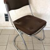 Set of 4 chrome tubular chairs design 1970