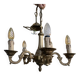 Elegant antique bronze chandelier with 5 light arms, in Louis XV style.