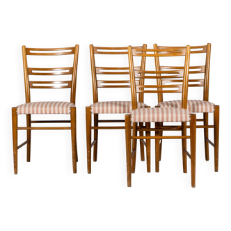 Chairs set of 4 in beech and vintage upholstery fabric 1969 Sweden