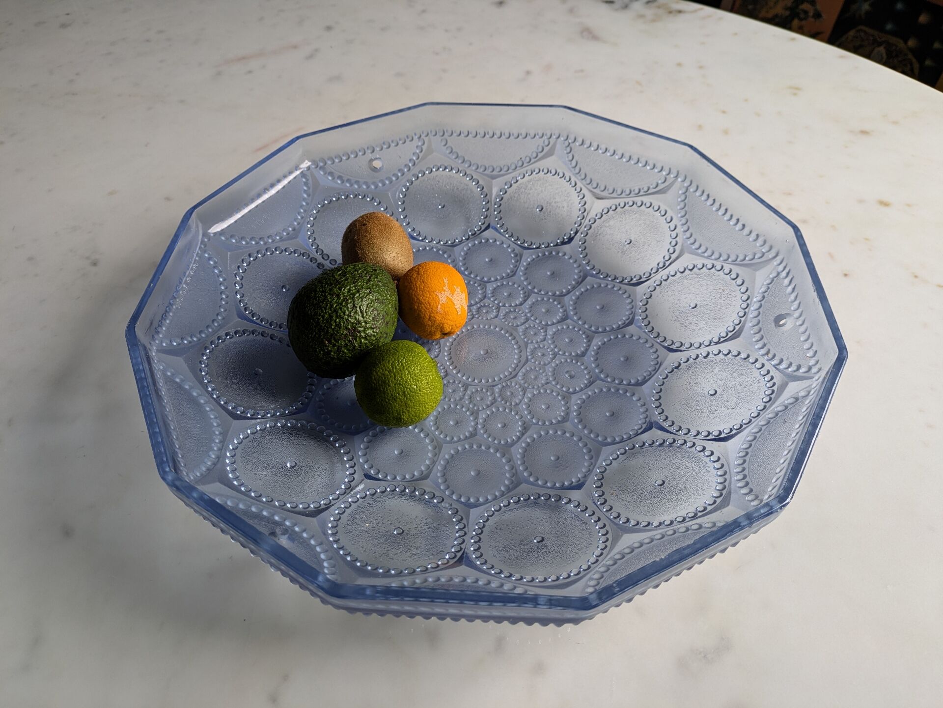 Grande Vasque moulé Art Deco Bleu azur.