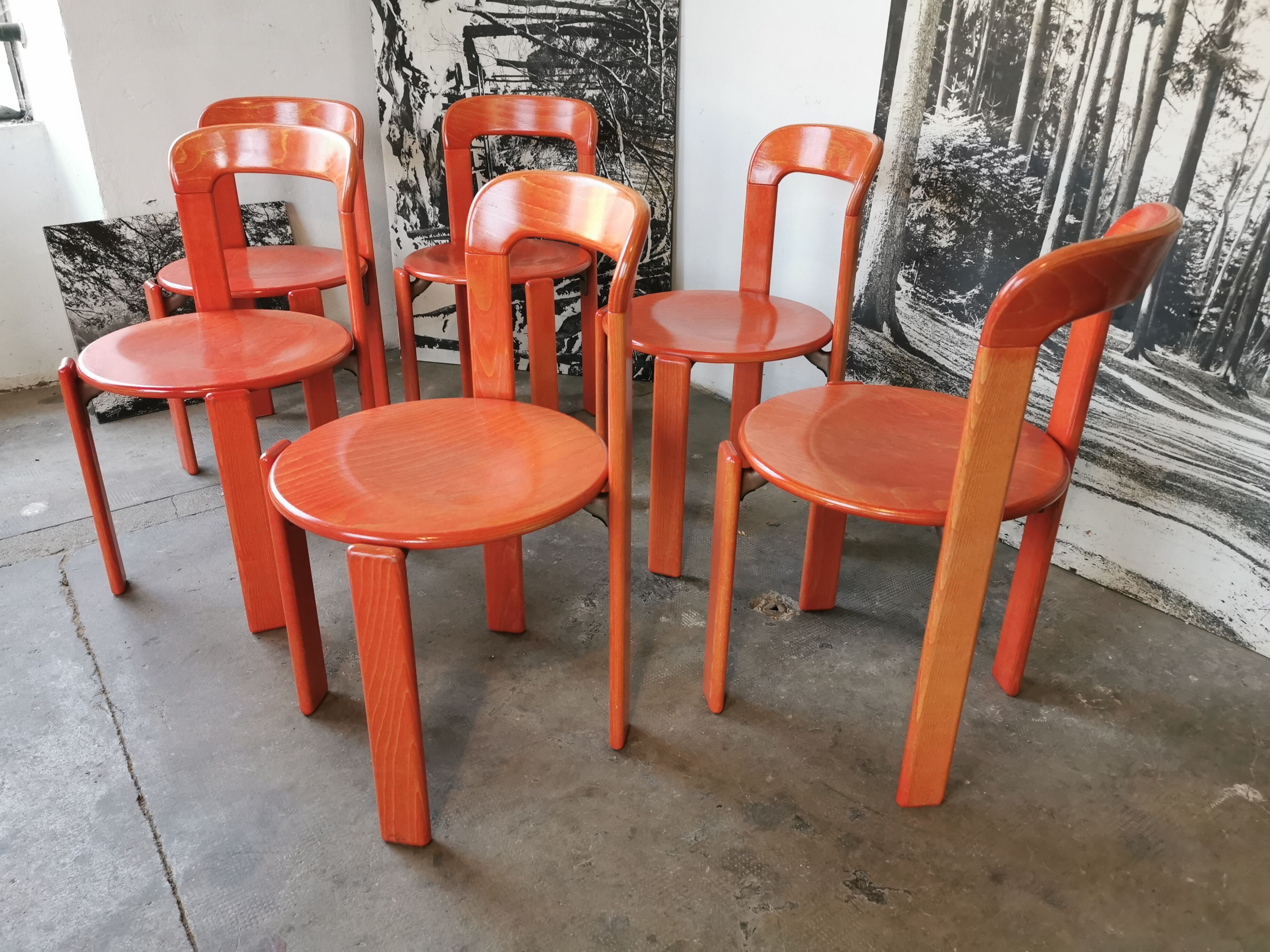 Set of 6 rey chairs by bruno rey for kusch and co