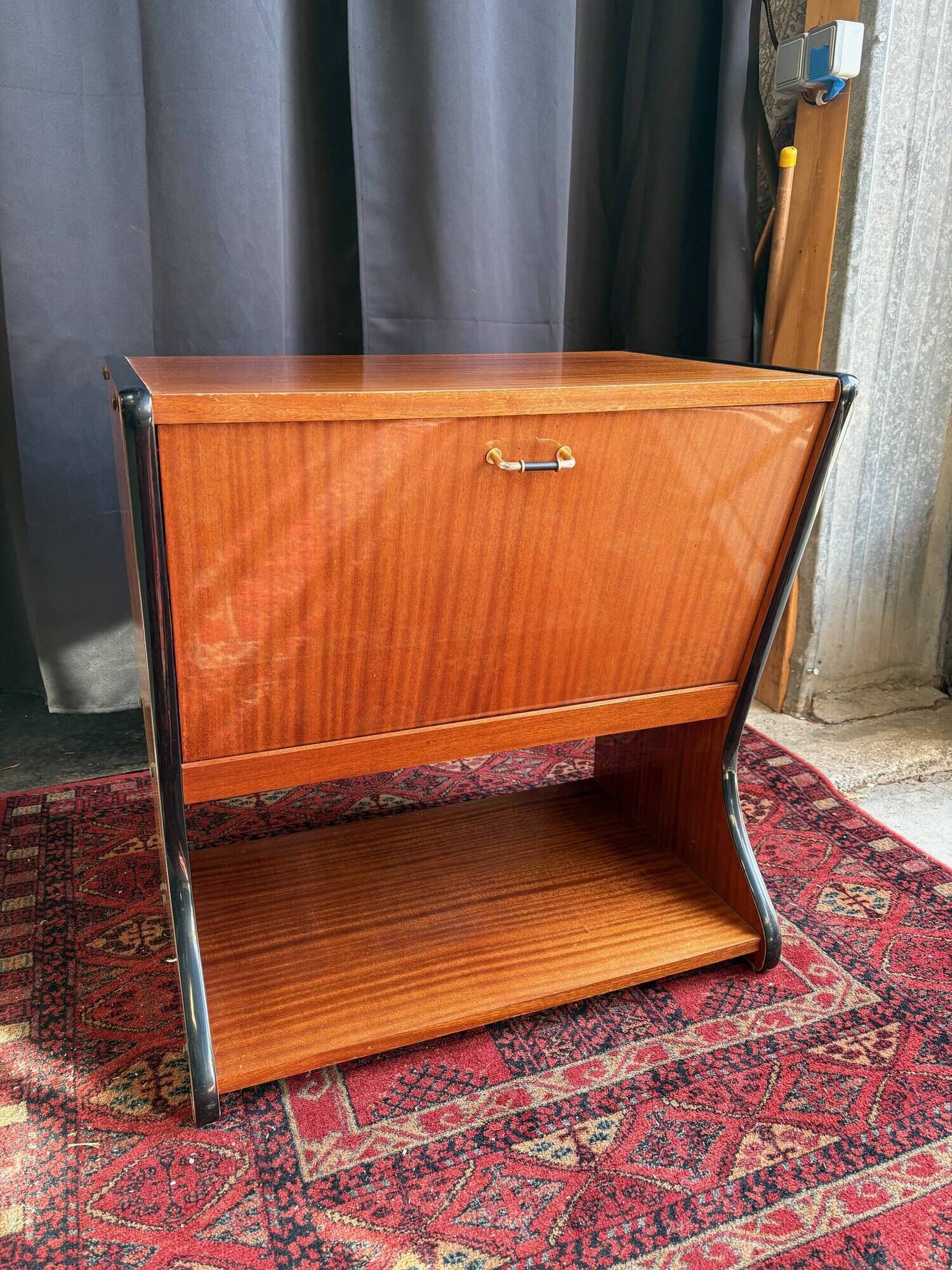 Vintage mini bar in wood and metal – 1950s/60s