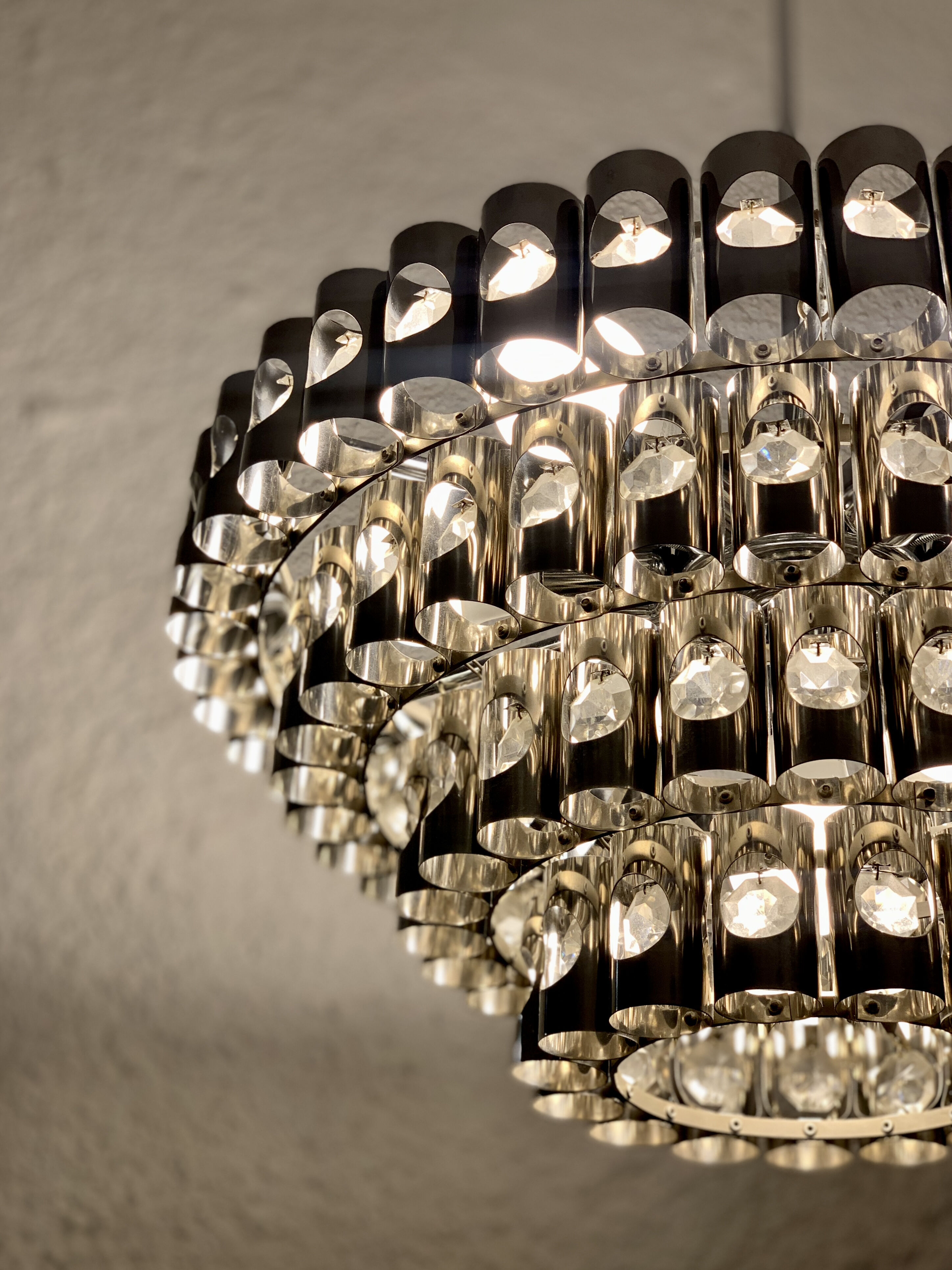 Chandelier in chrome metal tubes, 60s