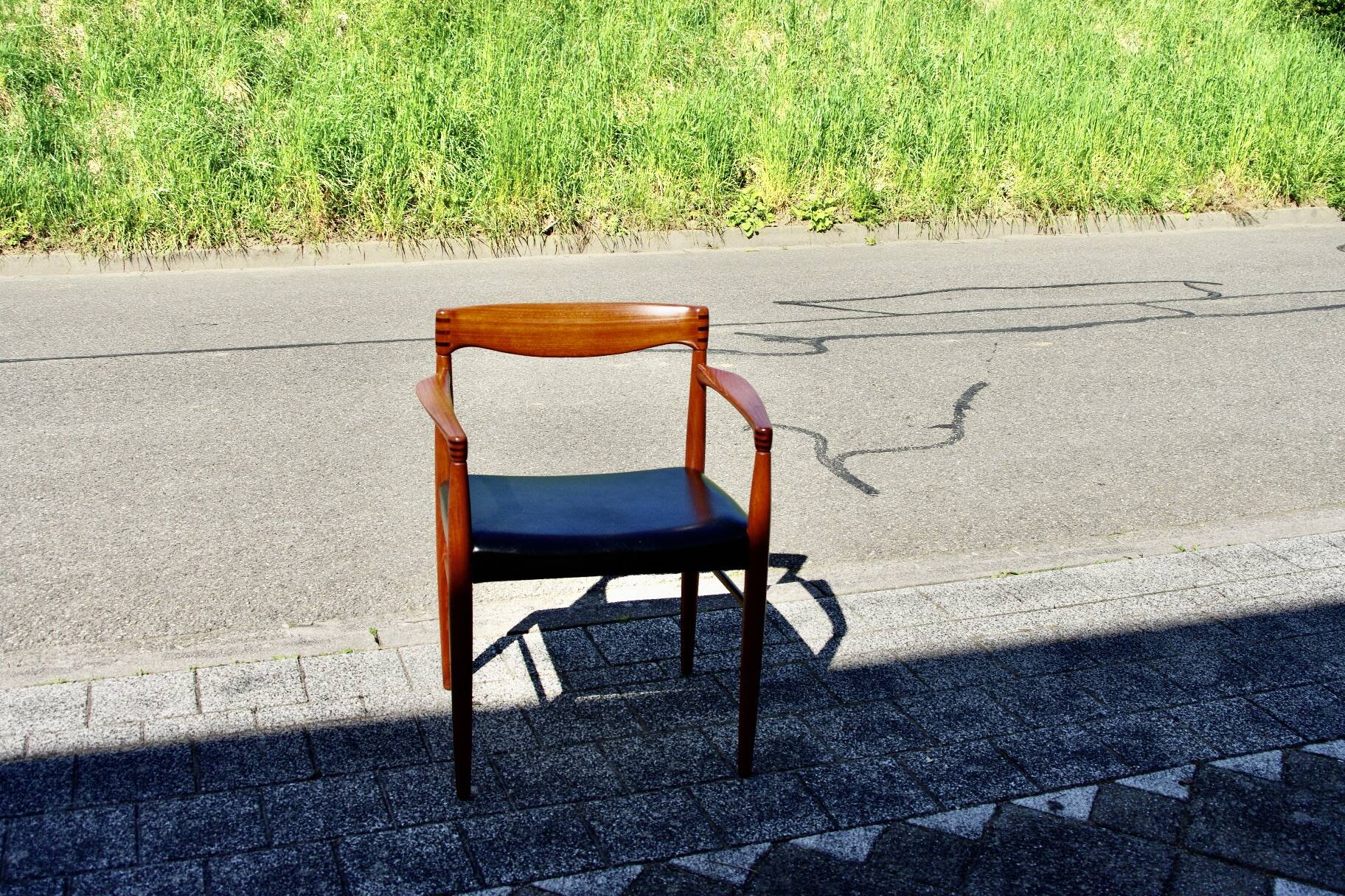Vintage teak and leather office chair by henry walter klein for bramin denmark 1960s