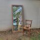 Art deco beveled mirror, old ice cabinet door