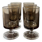 Set of 6 vintage Luminarc stemmed glasses from the 70s