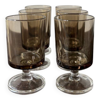 Set of 6 vintage Luminarc stemmed glasses from the 70s