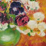 Acrylic on canvas, old painting, vintage still life, country decoration