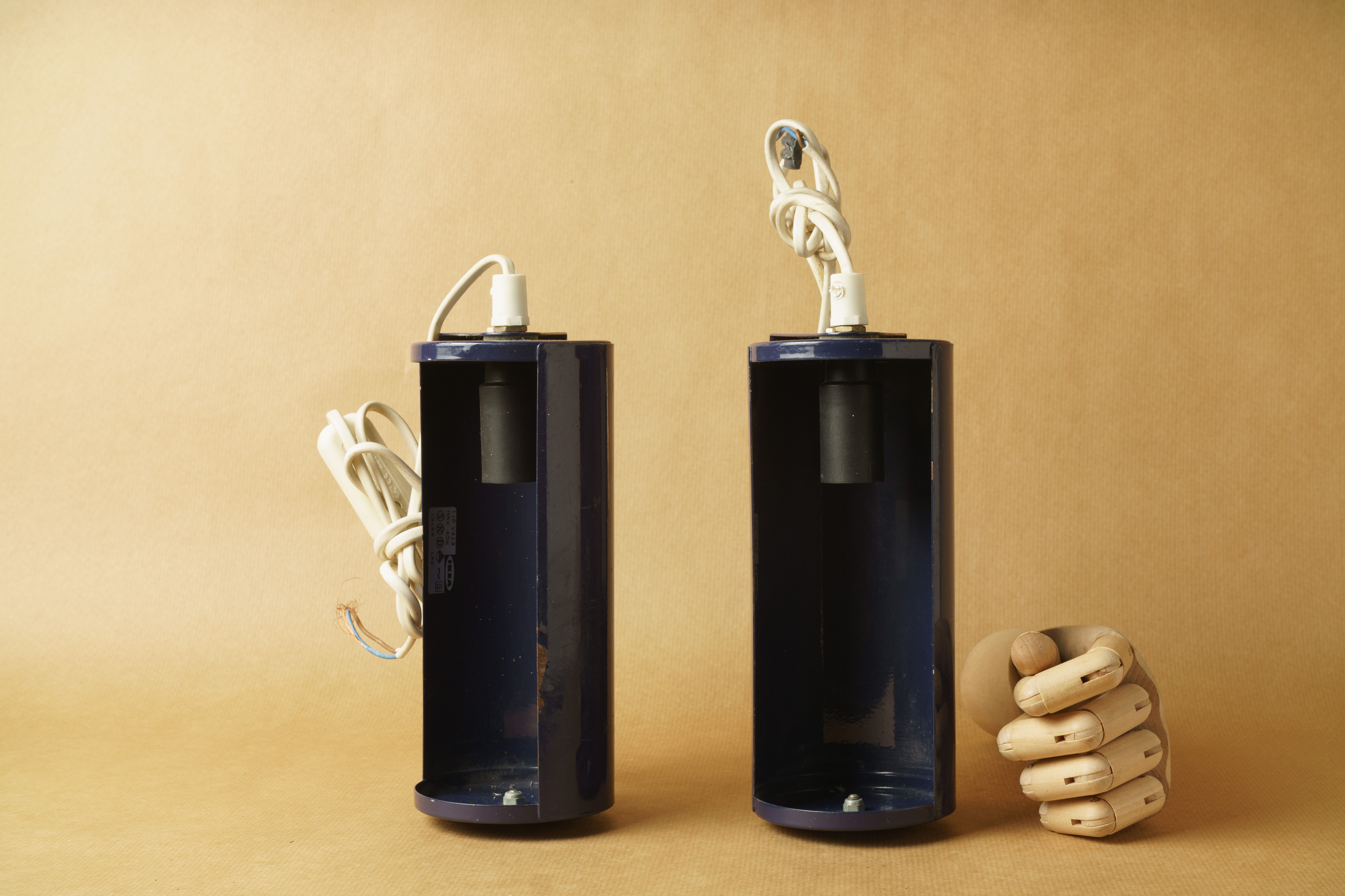 Pair of wall lamps Ikea V413 navy blue vintage design 1980
