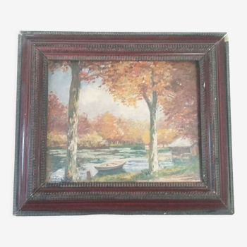 Oil on canvas signed André Couchet Autumn Landscape