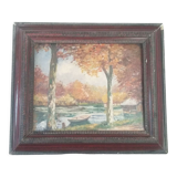 Oil on canvas signed André Couchet Autumn Landscape