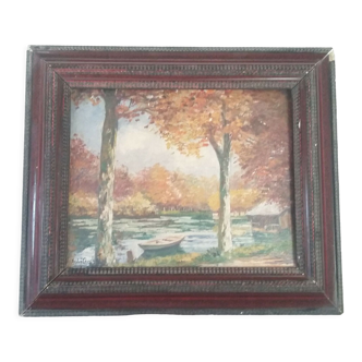 Oil on canvas signed André Couchet Autumn Landscape