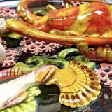 Large Vallauris slip dish 57x25 cm lobster fish