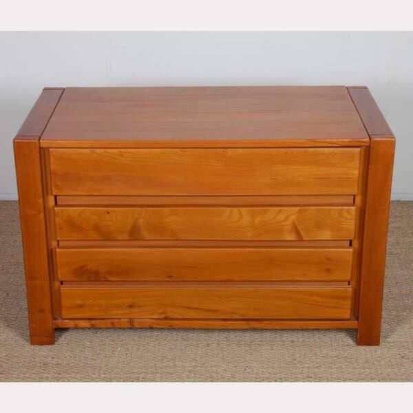 Vintage solid elm chest of drawers, 1980
