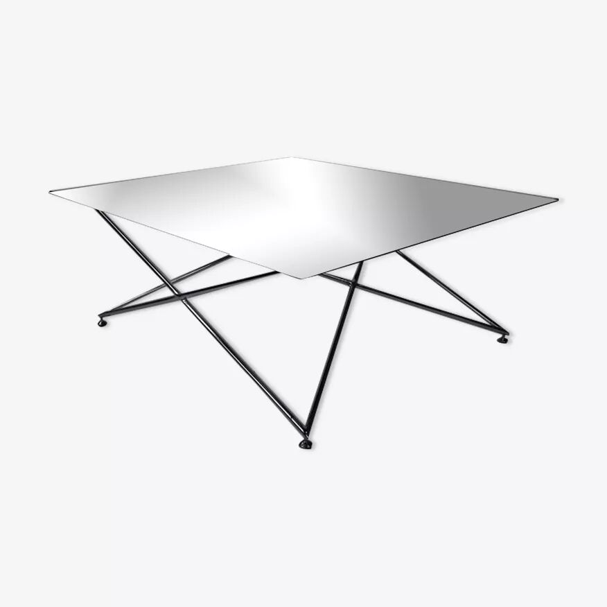 Table basse chrome et verre