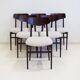 Set of six mid-century Italian wooden dining chairs.